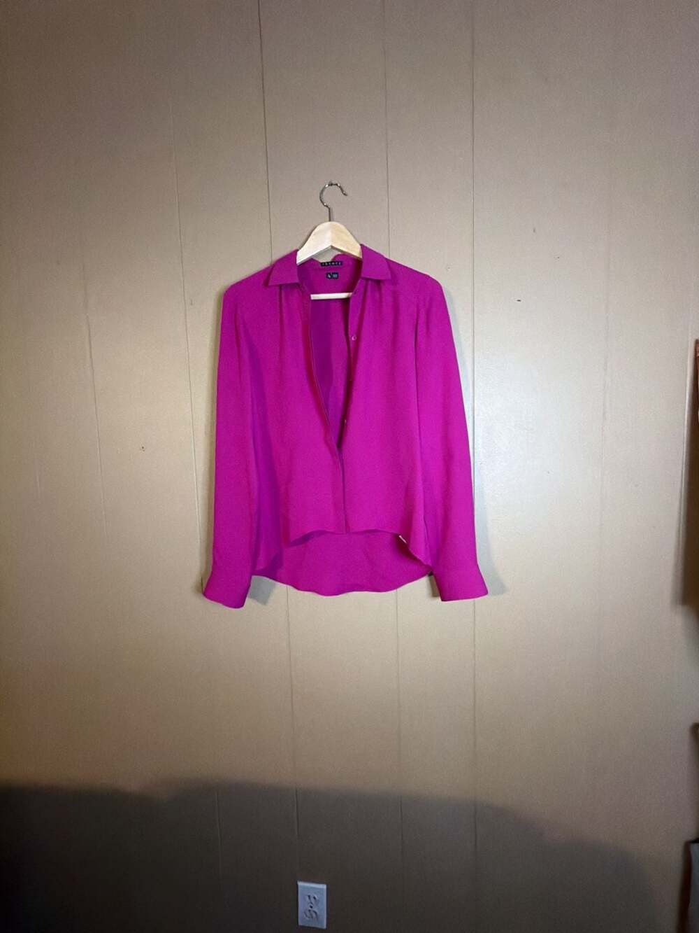 Theory 100% Silk Button Down Shirt Magenta Size P/TP